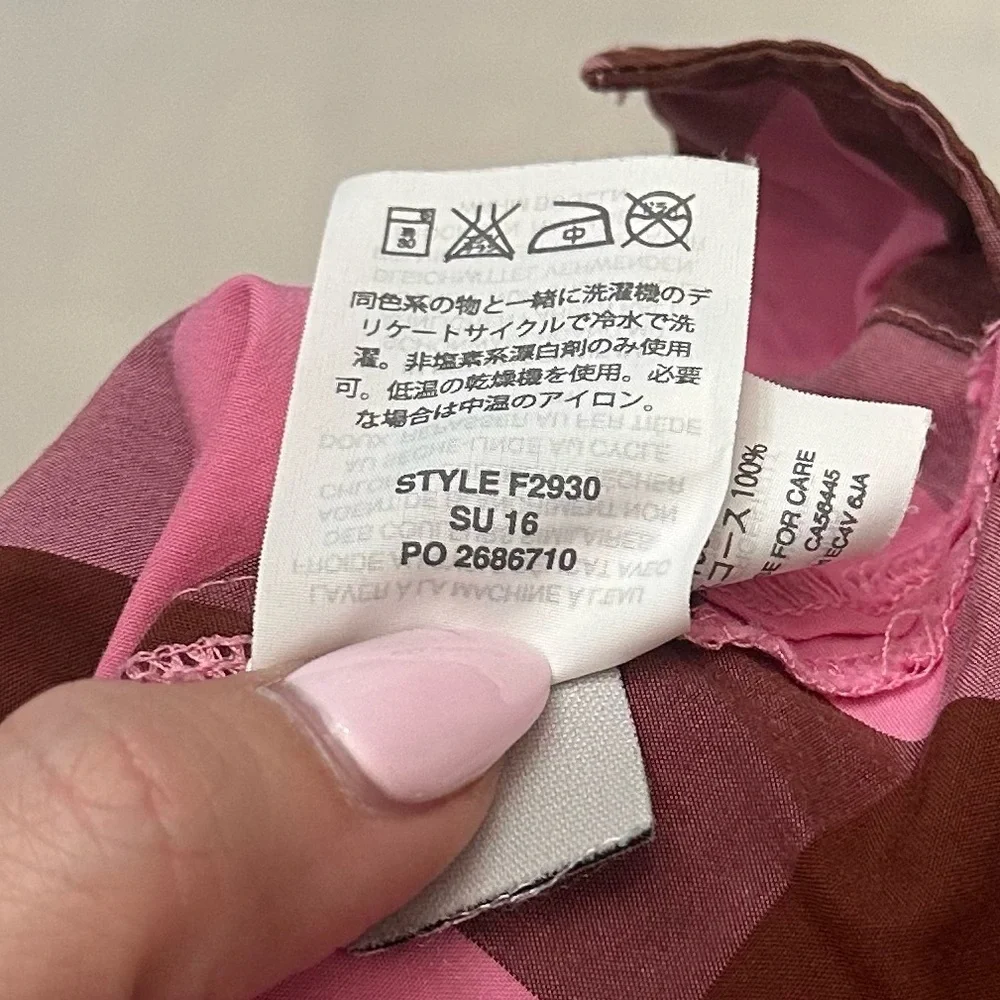 J. Crew bow shoulder top oversized gingham Pink 51300 - Picture 7 of 9